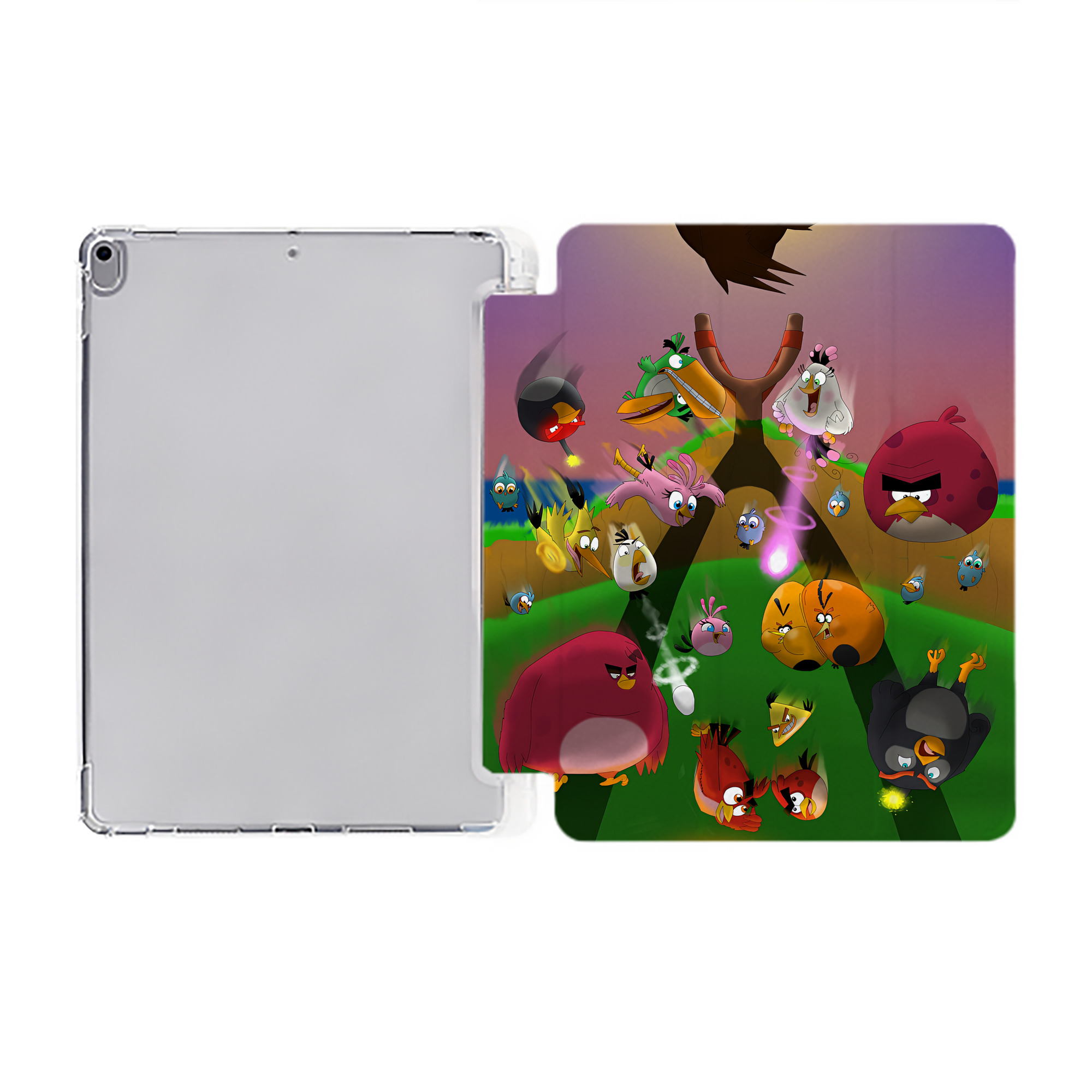 （画像用） Angry Birds アングリーバード IPad ケース ペン収納付き 三つ折りスタンド PUレザー×シリコン 対応機種9.5/10.5/10.9インチ